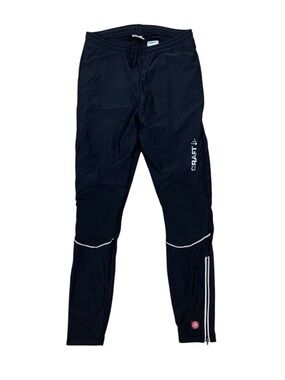 Craft Black Athletic Running Pants Reflective Zip Ankle Stretch Small Men
